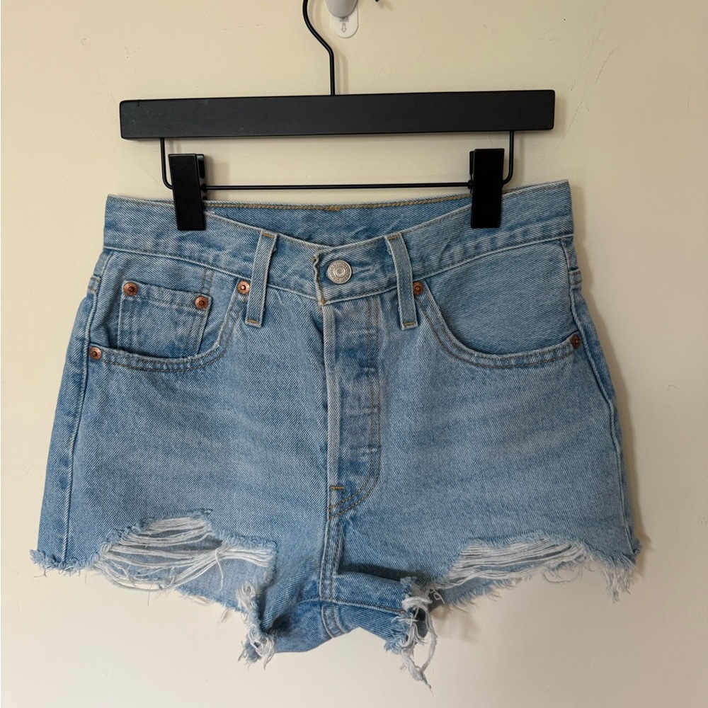 Levi’s 501 Denim Shorts with Distressed Hem- 25